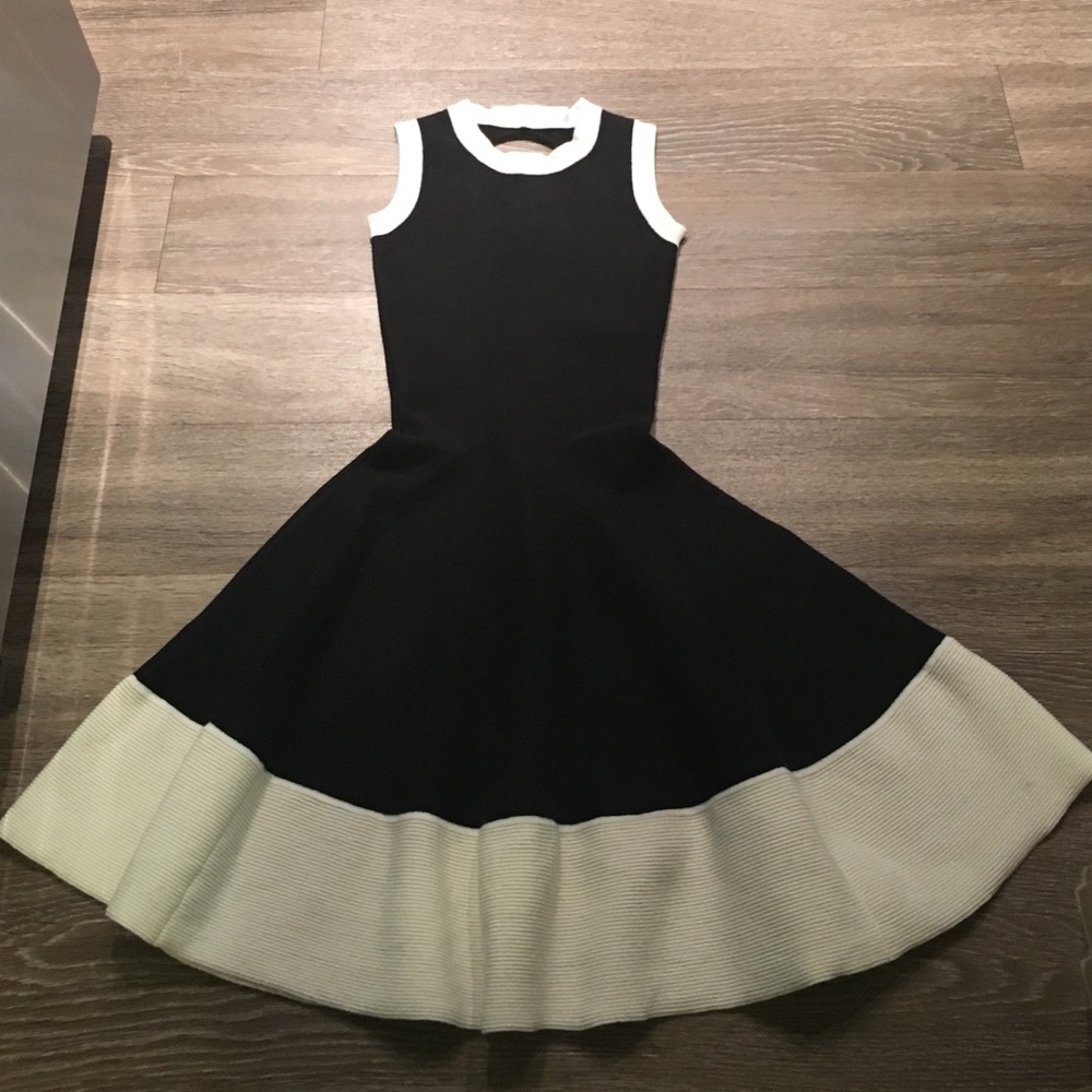KATE SPADE BLACK WHITE KNIT BOW DRESS XXS